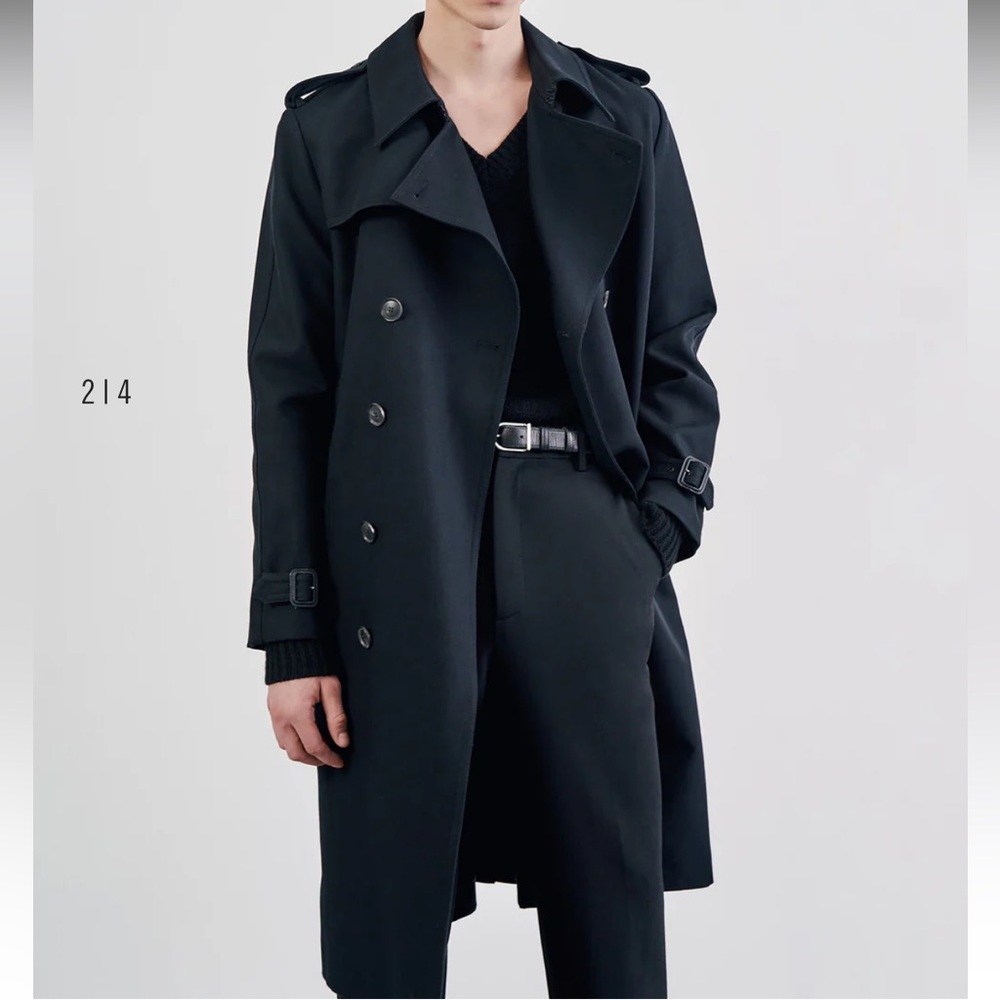 Nili Lotan Trenton Black Double-Breasted Trench Coat in Medium